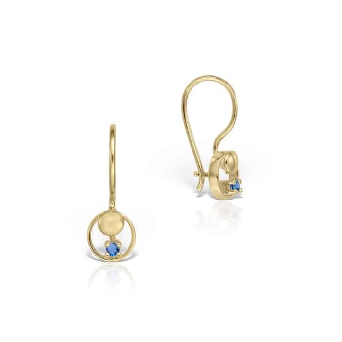 Cercei aur copii, 14 kt, zirconii diverse culori, C 143S
