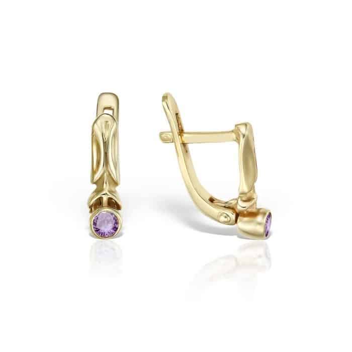 Cercei aur copii, 14 kt, zirconii diverse culori, C 222S