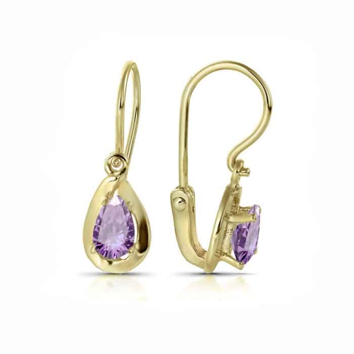 Cercei aur copii, 14 kt, zirconii diverse culori, C 246S