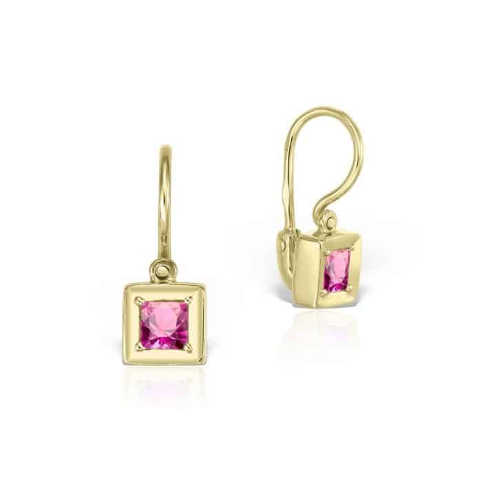 Cercei aur copii ,14 kt, zirconii diverse culori, C 258S