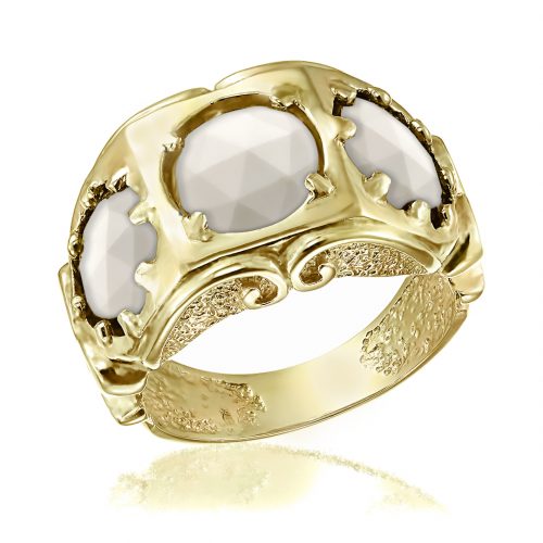 Inel aur 14 kt cu agat alb I 09C.3