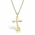 Pandantiv cruciuliță ortodoxă din aur 14 kt cu pietre zirconia P 08S