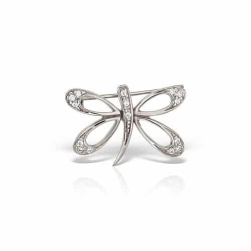 Broşă în formă de fluture 63S din aur 14 kt cu zirconia