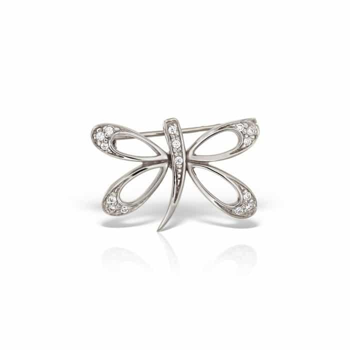 Broşă în formă de fluture 63S din aur 14 kt cu zirconia