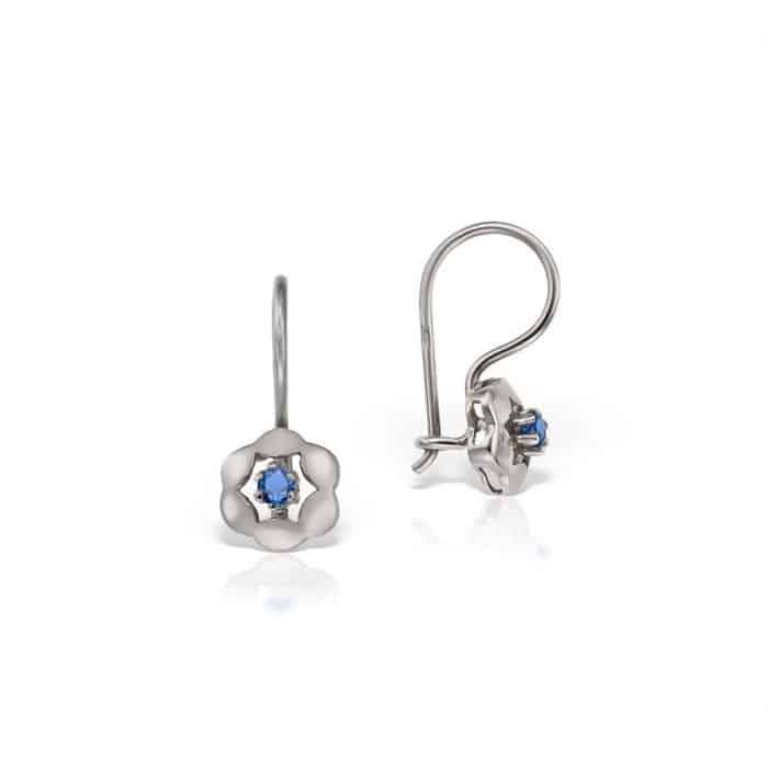 Cercei aur copii în formă florală, 14 kt, zirconii diverse culori, C 145S