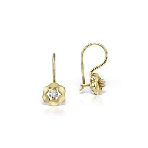 Cercei aur copii în formă florală, 14 kt, zirconii diverse culori, C 145S