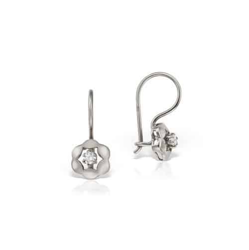 Cercei aur copii în formă florală, 14 kt, zirconii diverse culori, C 145S