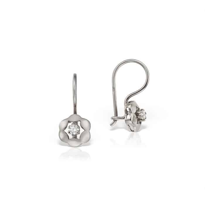 Cercei aur copii în formă florală, 14 kt, zirconii diverse culori, C 145S
