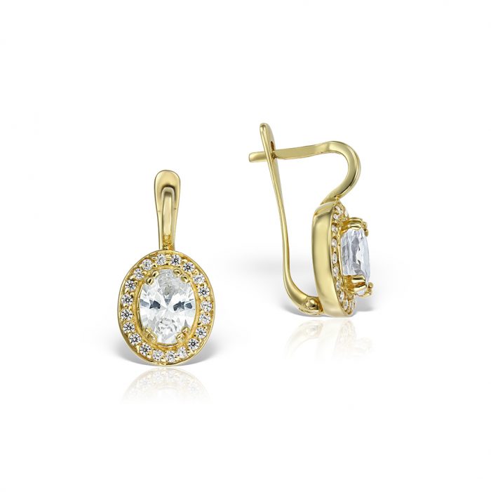 Cercei aur damă cu zirconii diverse culori, 14 kt, C 279S