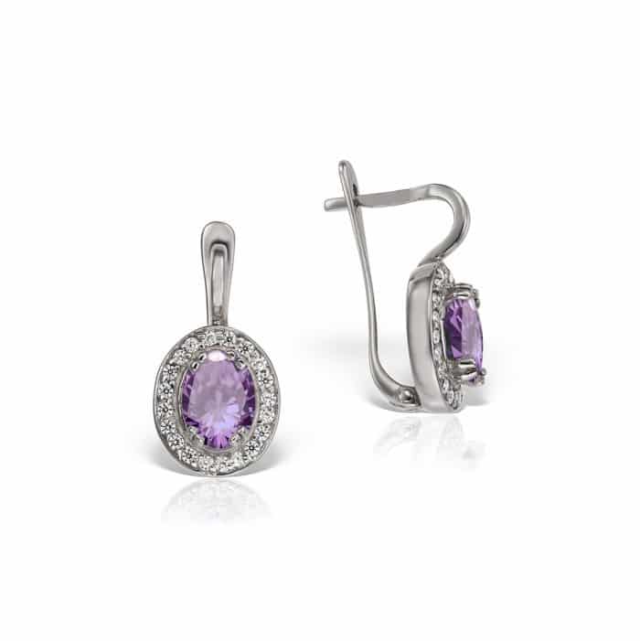 Cercei aur damă cu zirconii diverse culori, 14 kt, C 279S