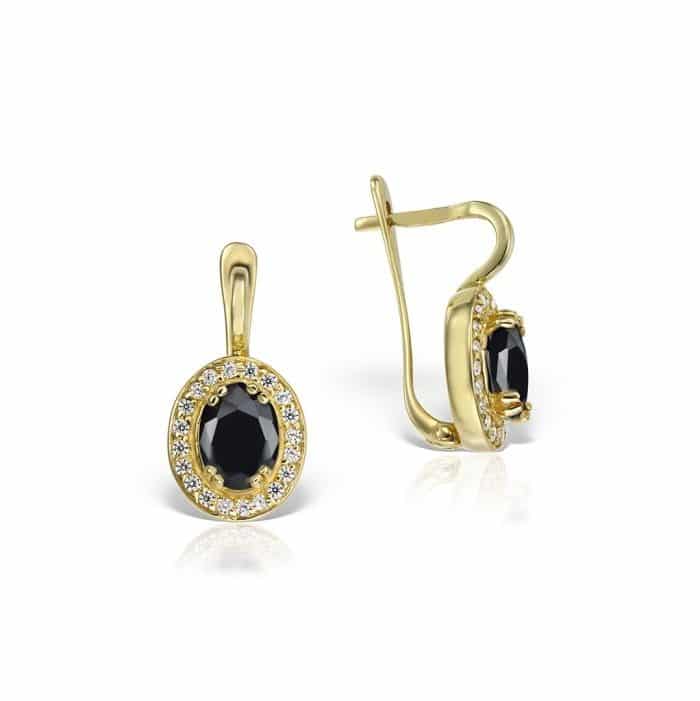 Cercei aur damă cu zirconii diverse culori, 14 kt, C 279S