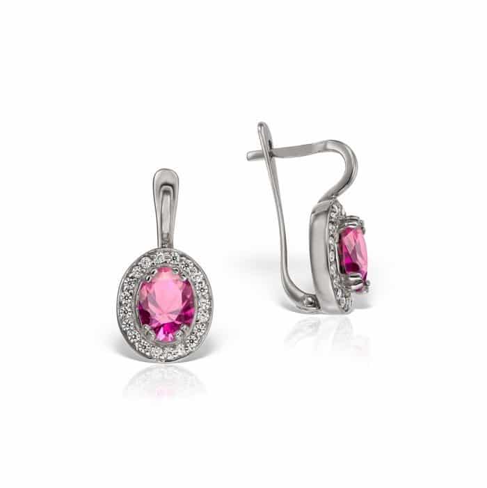 Cercei aur damă cu zirconii diverse culori, 14 kt, C 279S