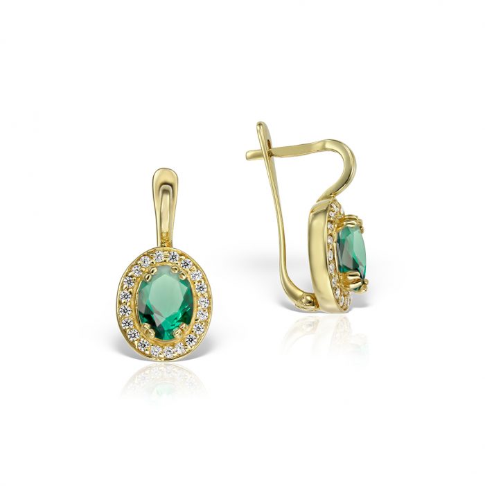Cercei aur damă cu zirconii diverse culori, 14 kt, C 279S