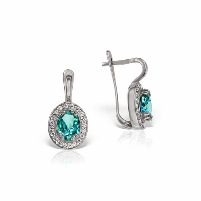 Cercei aur damă cu zirconii diverse culori, 14 kt, C 279S