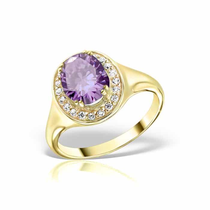 Inel aur 14 kt I 492S cu zirconia diverse culori