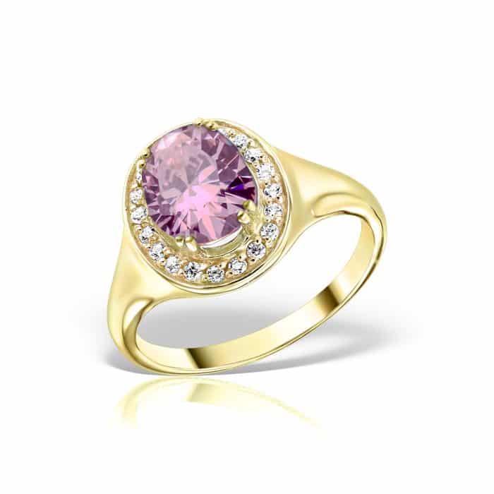 Inel aur 14 kt I 492S cu zirconia diverse culori