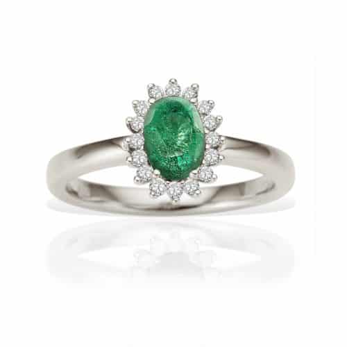 Inel din aur galben 14 kt cu diamante și smarald BB.572894