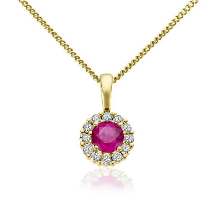 Pandantiv aur galben 14 kt cu rubin și diamante BB.271452