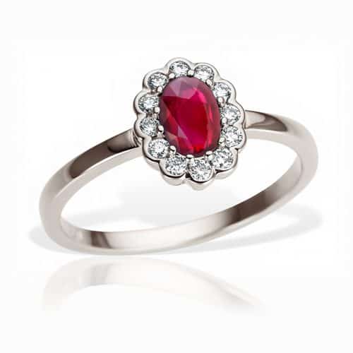 Inel aur alb 14 kt cu rubin și diamante BB.573064