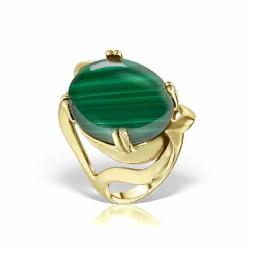 Inel aur 14 kt cu malachit I 08C.6