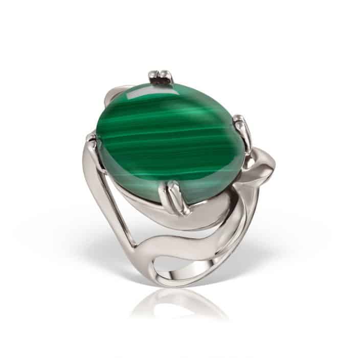 Inel aur 14 kt cu malachit I 08C.6