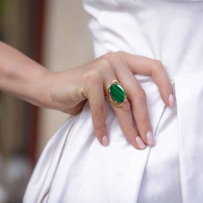 Inel aur 14 kt cu malachit I 08C.6