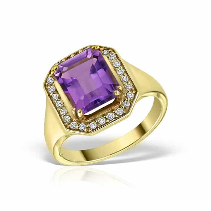 Inel aur 14 kt cu zirconia diverse culori I 639S