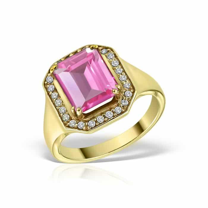 Inel aur 14 kt cu zirconia diverse culori I 639S