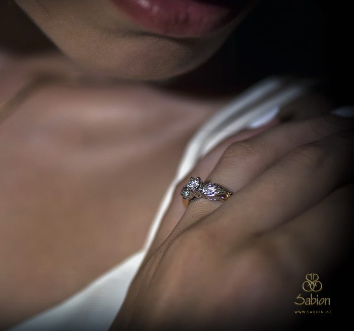 Inel de logodnă din aur 14 kt cu zirconia diverse culori I 632S
