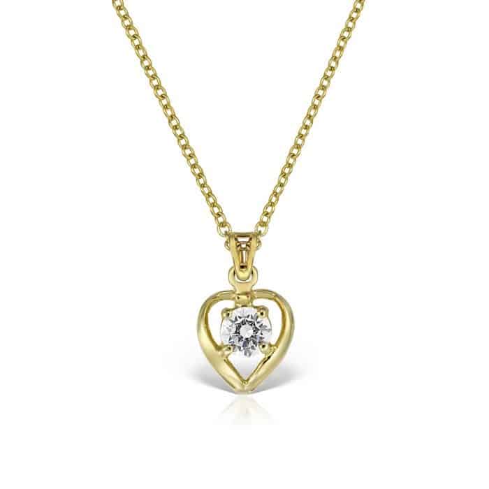 Pandantiv inima aur 14kt cu zirconia diverse culori P 148S