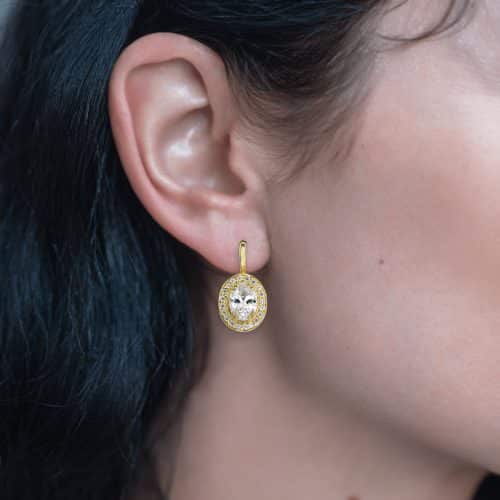 Cercei aur damă cu zirconii diverse culori, 14 kt, C 279S