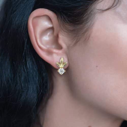 Cercei aur damă, 14 kt, cu zirconii diverse culori, C 340S