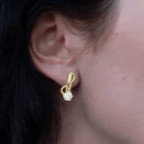 Cercei de damă din aur 14 kt cu zirconii diverse culorii C 346S