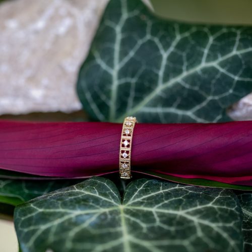 Inel aur galben 14 kt cu zirconii, model IPI 057