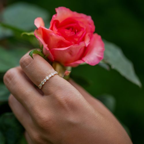 Inel aur galben 14 kt cu zirconii, model IPI 058