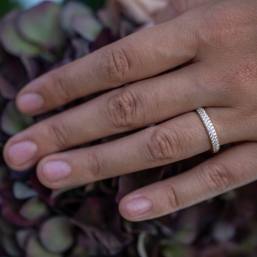 Inel aur galben 14 kt cu zirconii, model IPI 056