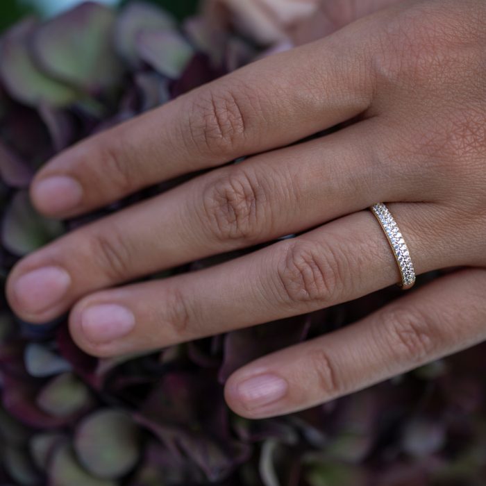 Inel aur galben 14 kt cu zirconii, model IPI 056
