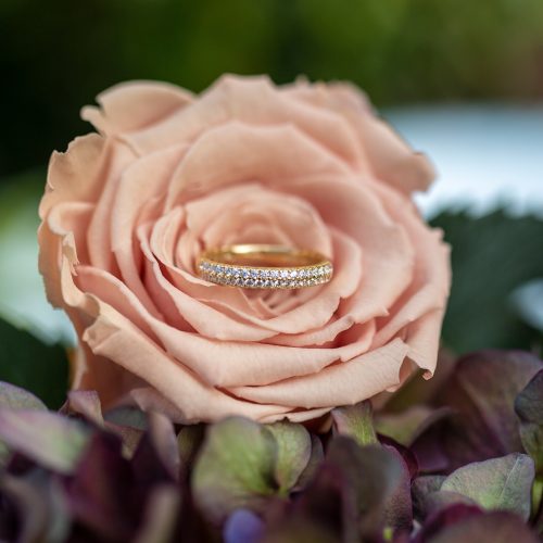 Inel aur galben 14 kt cu zirconii, model IPI 056