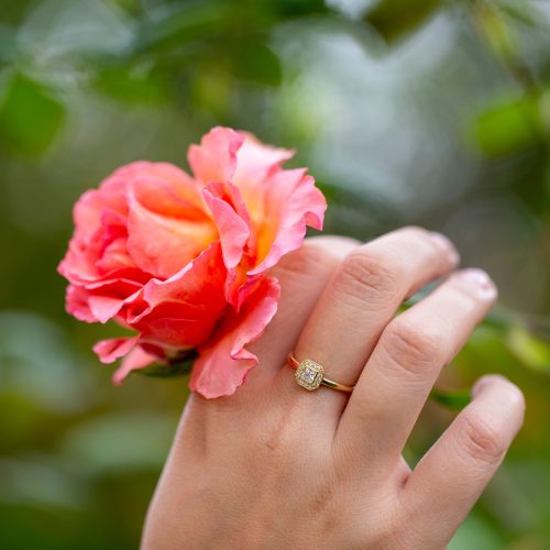 Inel aur galben 14 kt cu zirconii, model IPI 052