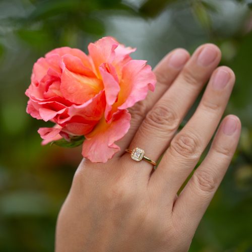 Inel aur galben 14 kt cu zirconii, model IPI 052