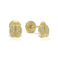 Cercei-buzuruze pentru copii, din aur galben 14 kt cu zirconii incolore, MC.1.58