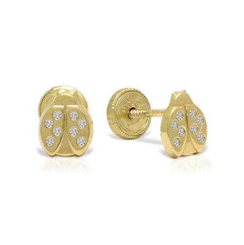 Cercei-buzuruze pentru copii, din aur galben 14 kt cu zirconii incolore, MC.1.58