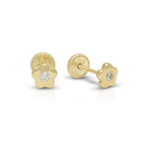 Cercei cu floricele pentru copii, aur galben 14 kt, model MC.1.73